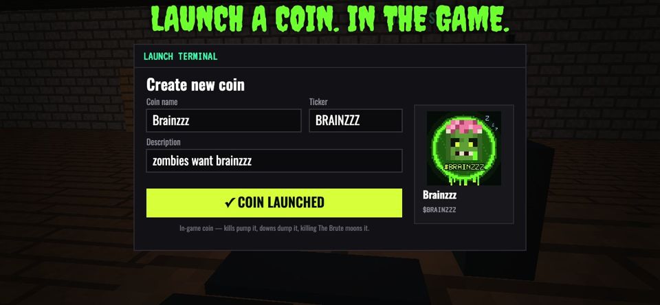 The Create coin screen with Brainzzz typed in