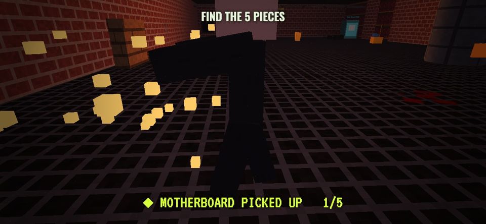A survivor grabbing a glowing computer part